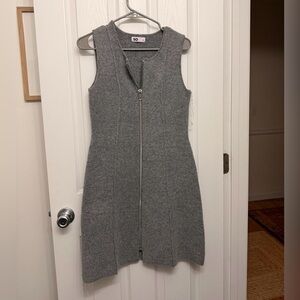 SO Gray Zip-Front Sweater Mini Dress - Medium
